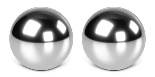Stainless Steel Duo Balls on white background.