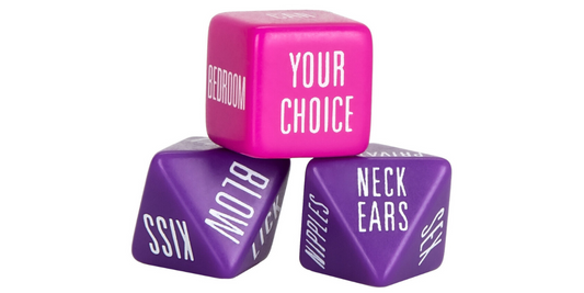3 spicy dice on white background.