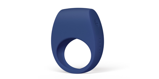 Blue Vibrating Couples Ring on white background.