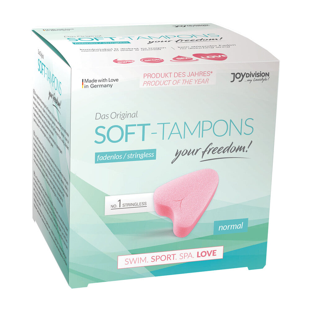 Stringless Original Soft Tampons Normal 3 Pieces on white background. image 1