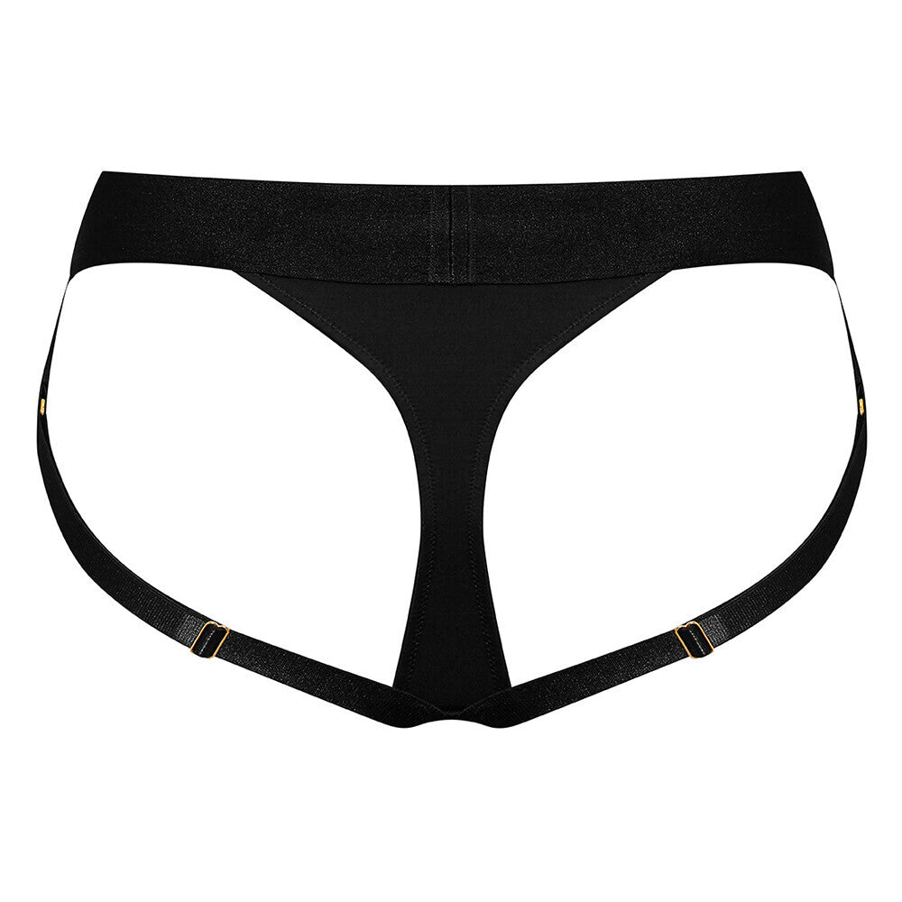 Black Harness Lingerie Large on white background. image 3