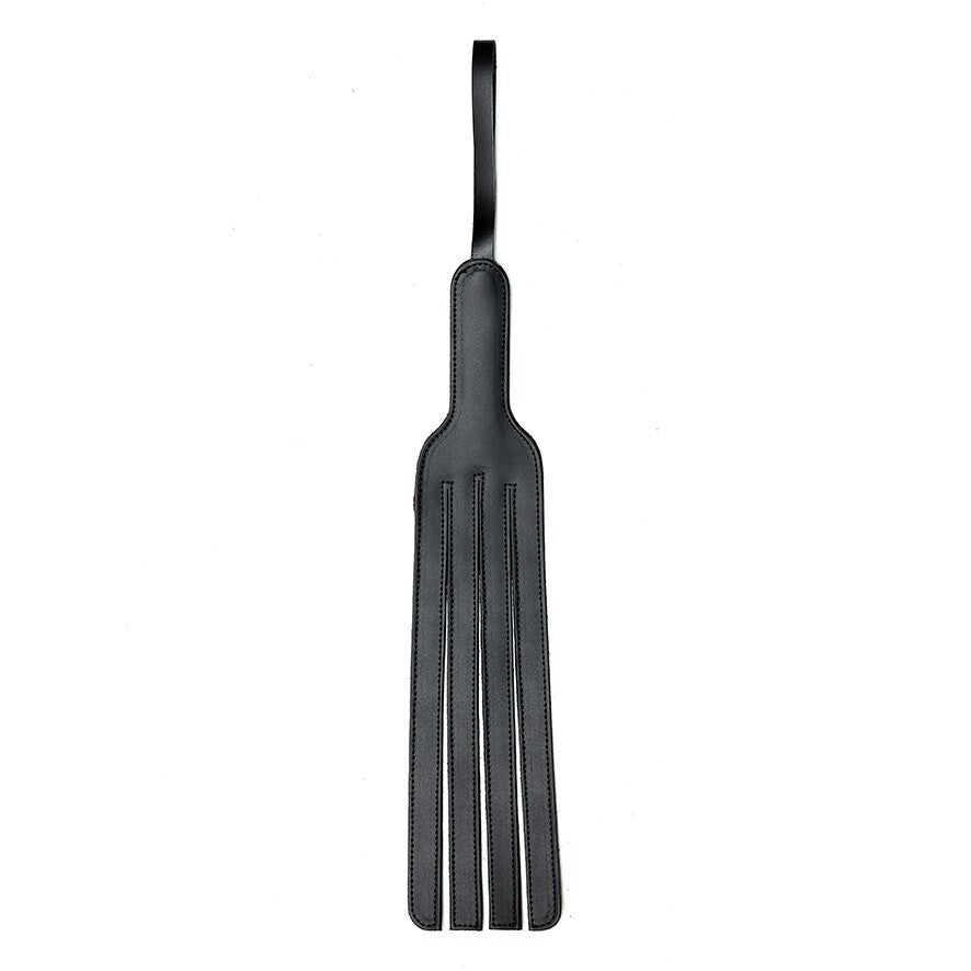 Black Leather Forked Paddle on white background. image 1
