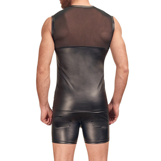 Black Matte Look Shirt With Chest Harness 2