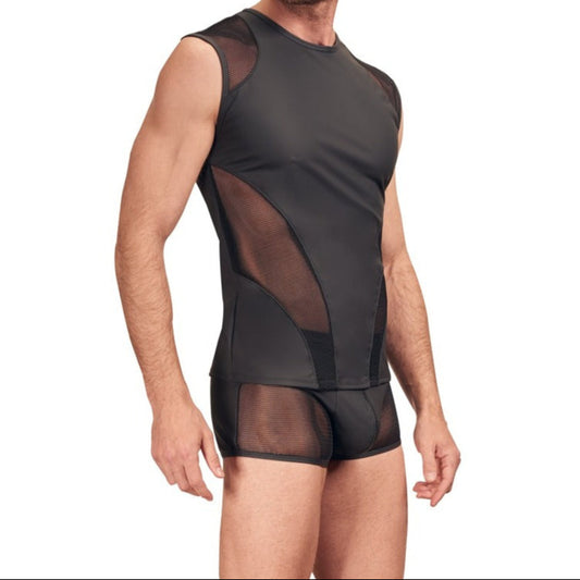 Black Matte Look Sleeveless Shirt 2