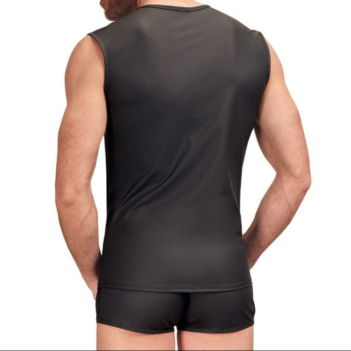 Black Matte Look Sleeveless Shirt 3