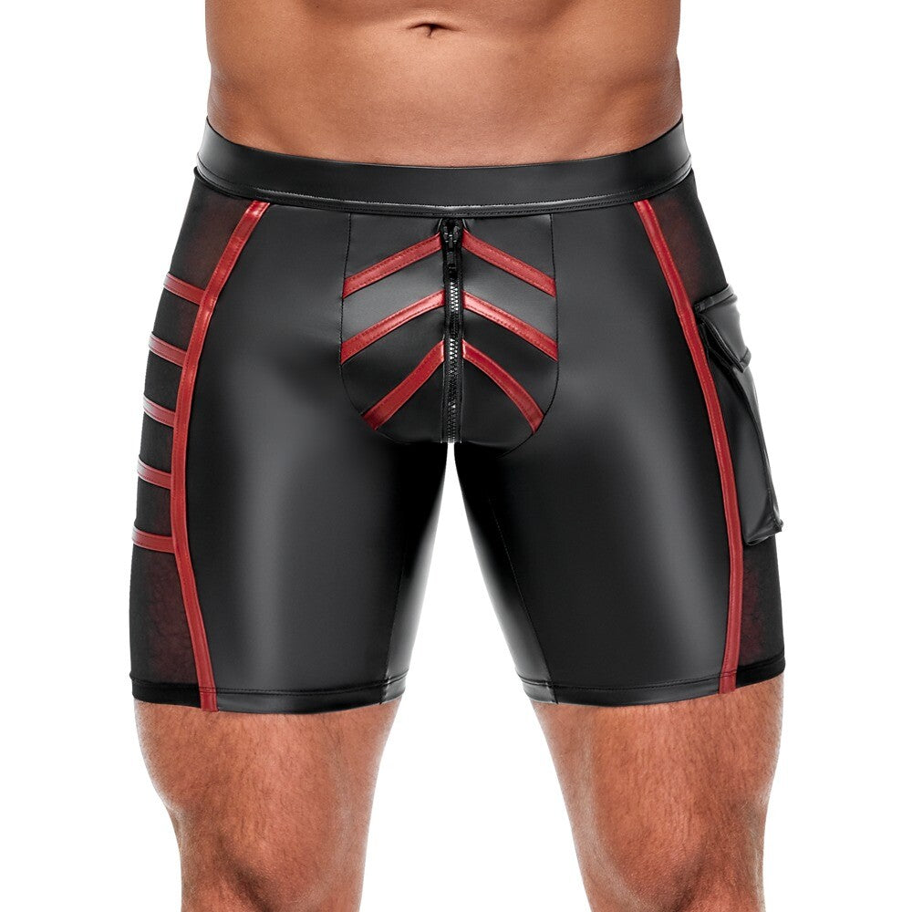 Black Matte Shorts with Red Stripes 1