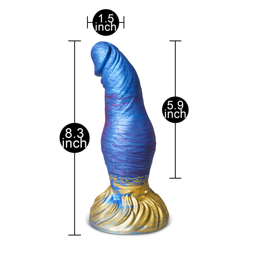 Blue Dildo with Suction Cup size on white background. image 3