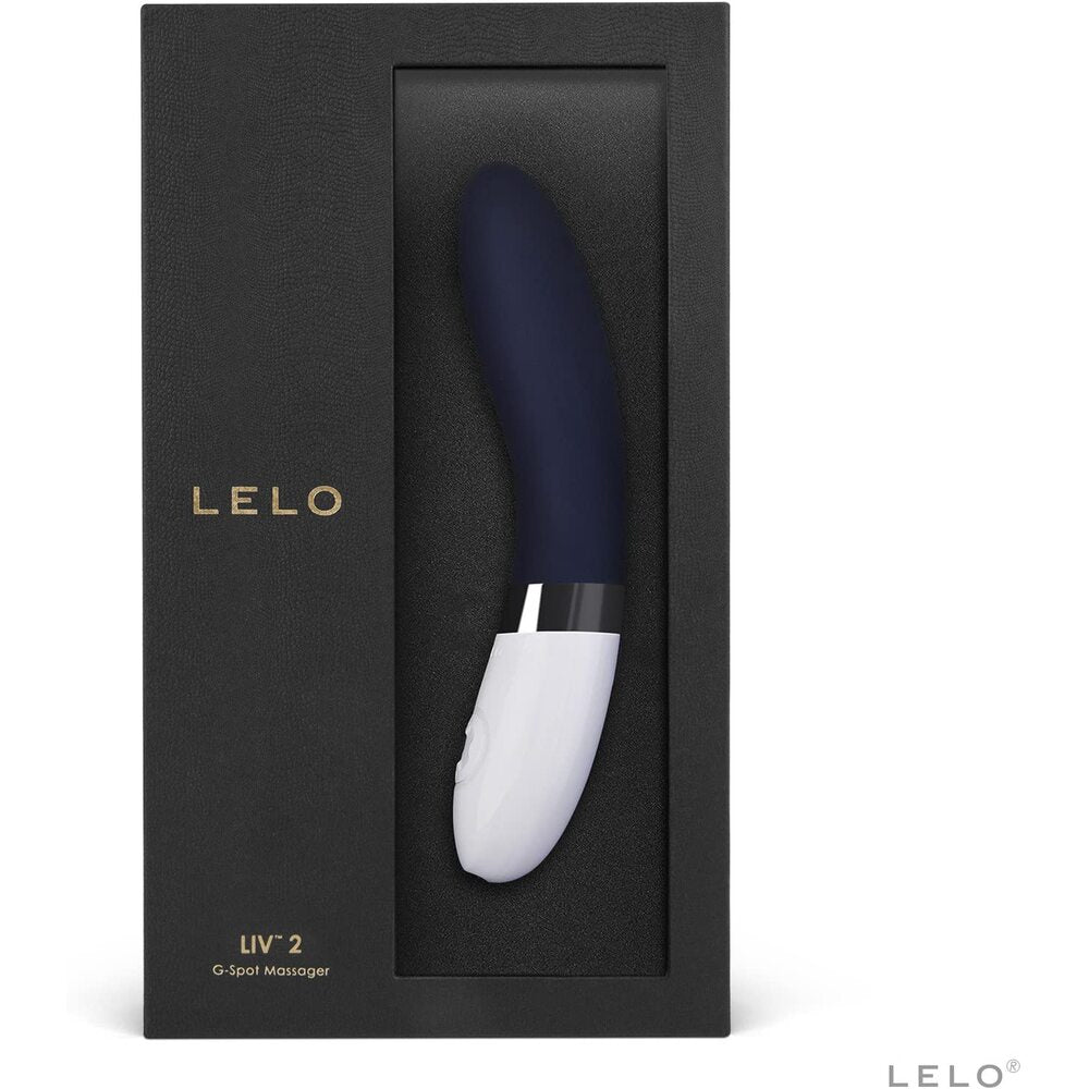 Blue G-Spot Vibrator with packaging on white background. image 3