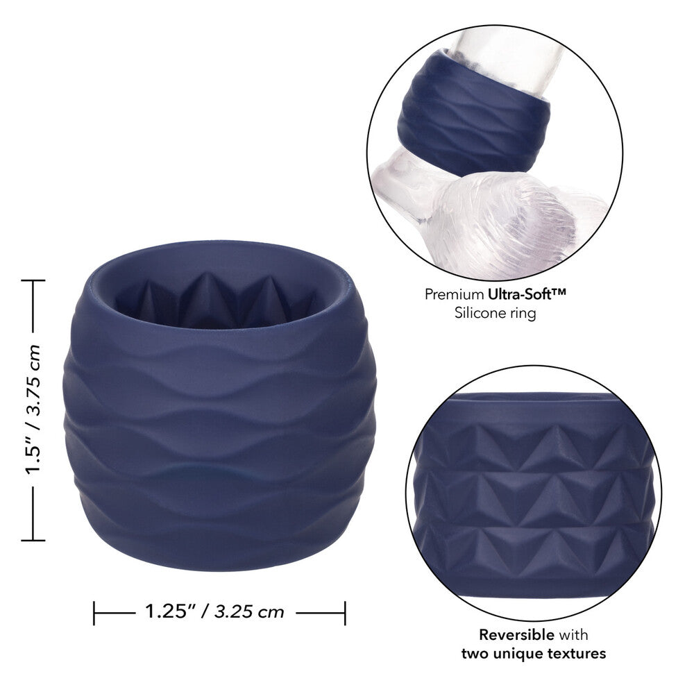 Blue Reverse Endurance Love Ring features on white background. image 2