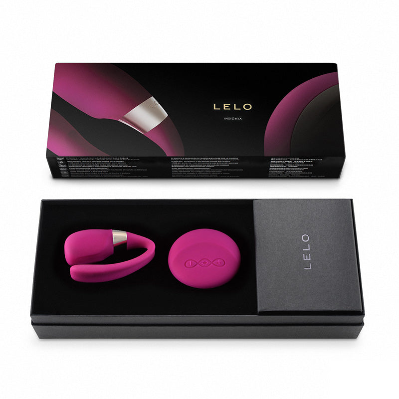 Cerise Luxury Rechargeable Massager in box on white background. image 2