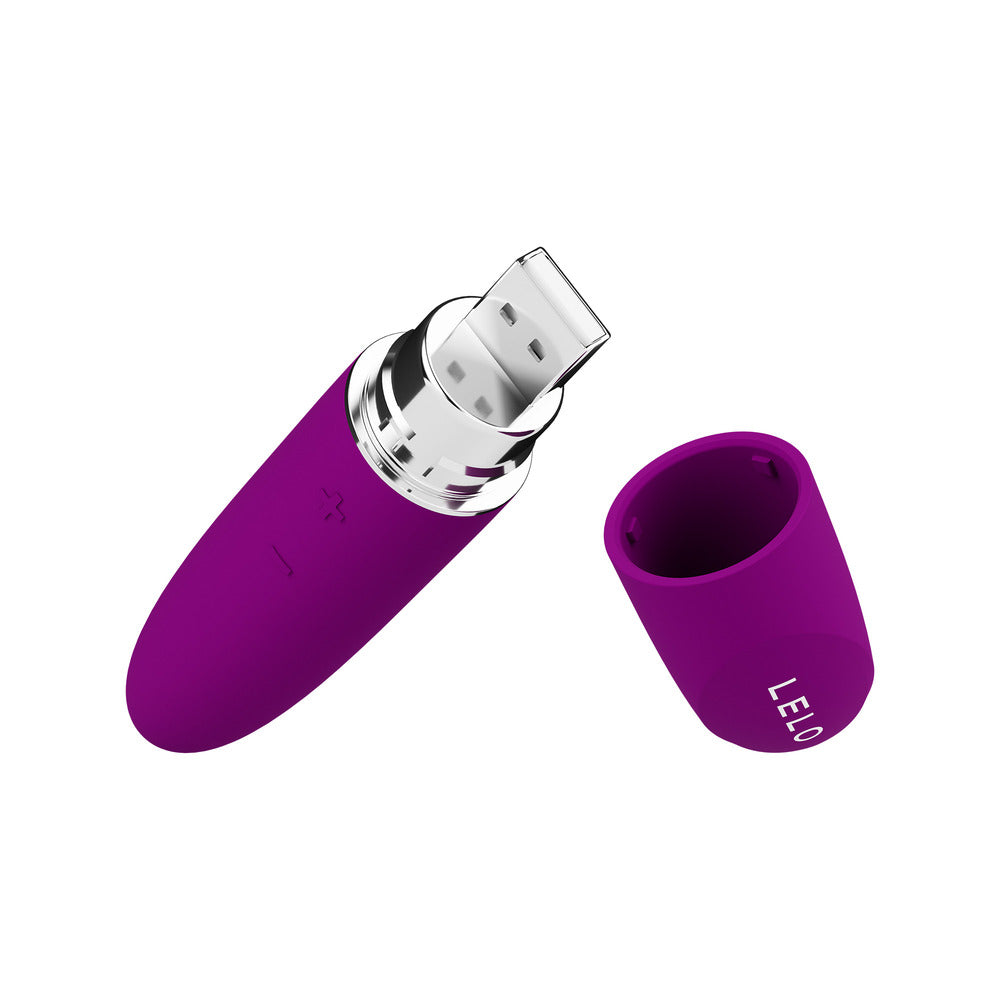Deep Rose Lipstick Vibrator USB on white background. image 3