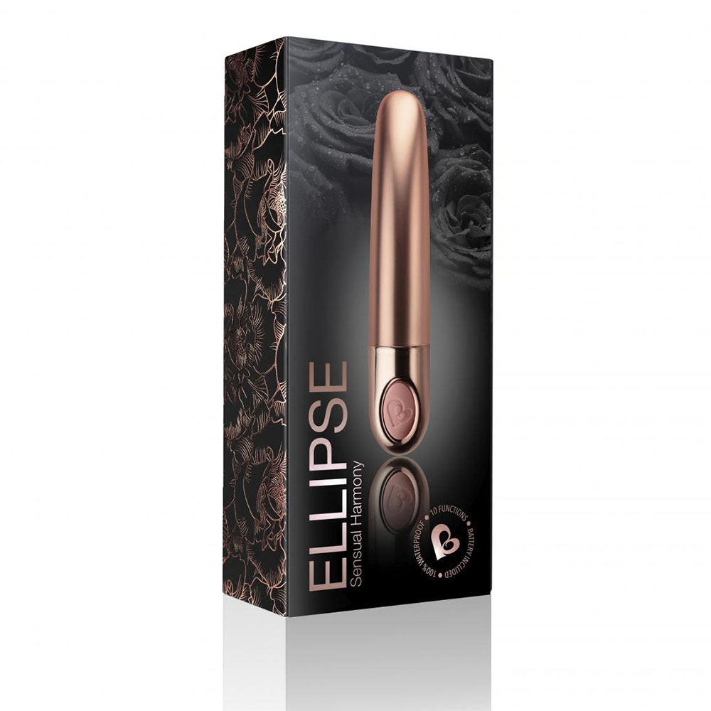 Dusk Pink Ellipse Mini Vibrator in box on white background. image 2