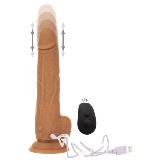 Flesh Brown Thrusting Dildo on white background. image 2
