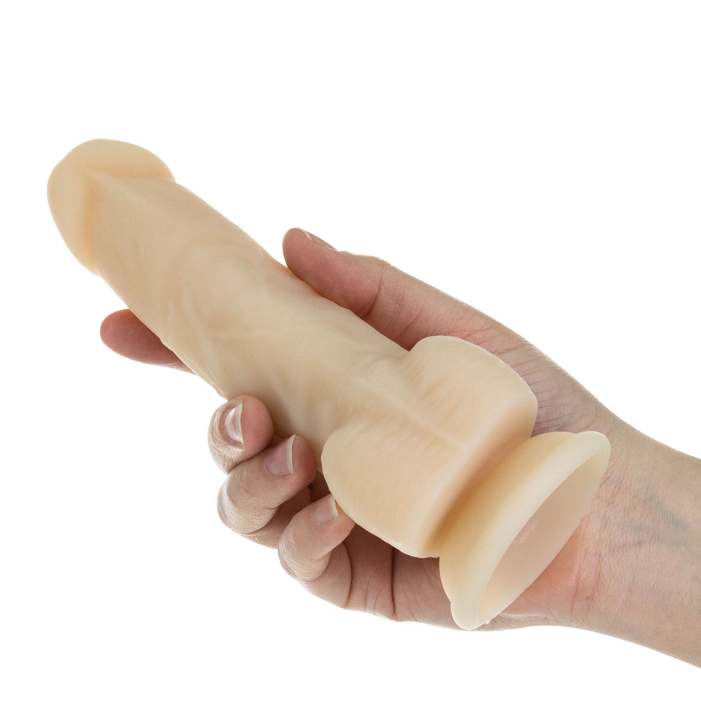 Flesh Rotating and Vibrating Dildo on white background. image 2