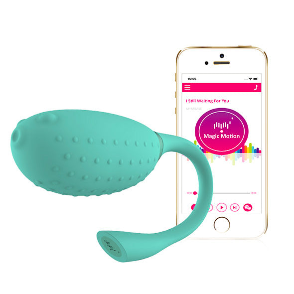 Fugu Green Magic Motion Clitoral Vibe with phone app on white background. image 3