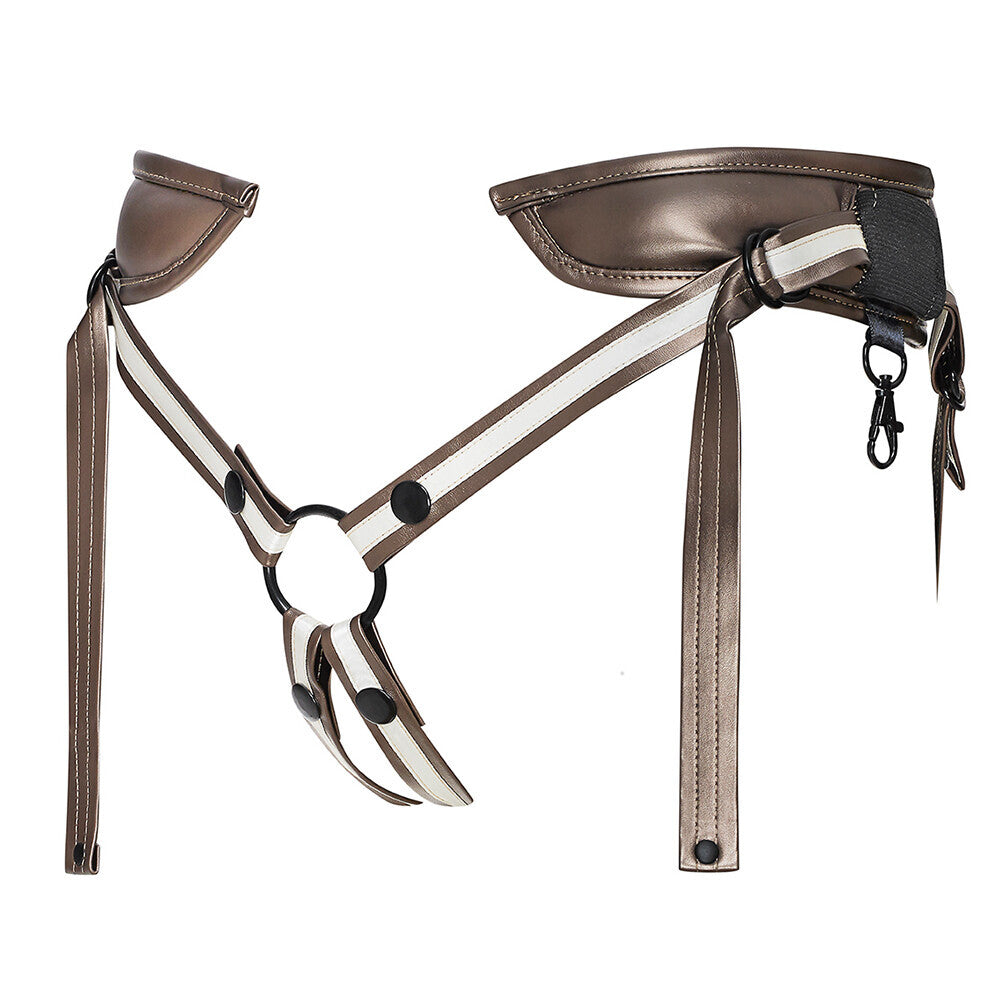 Gold Leatherette Harness One Size on white background. image 3