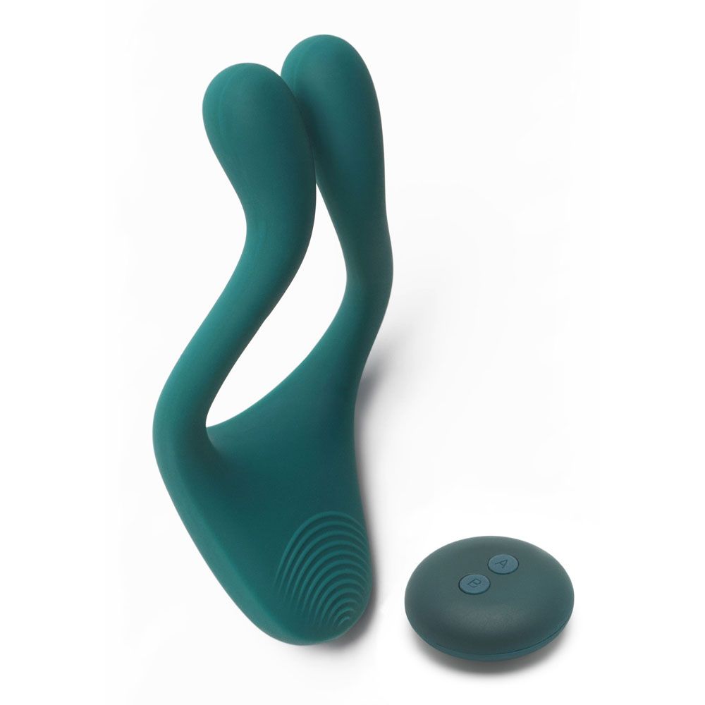 Green Remote Control Couples Massage on white background. image 2