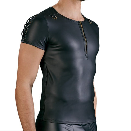 Matte Black Straight Cut Shirt with D-Rings 2