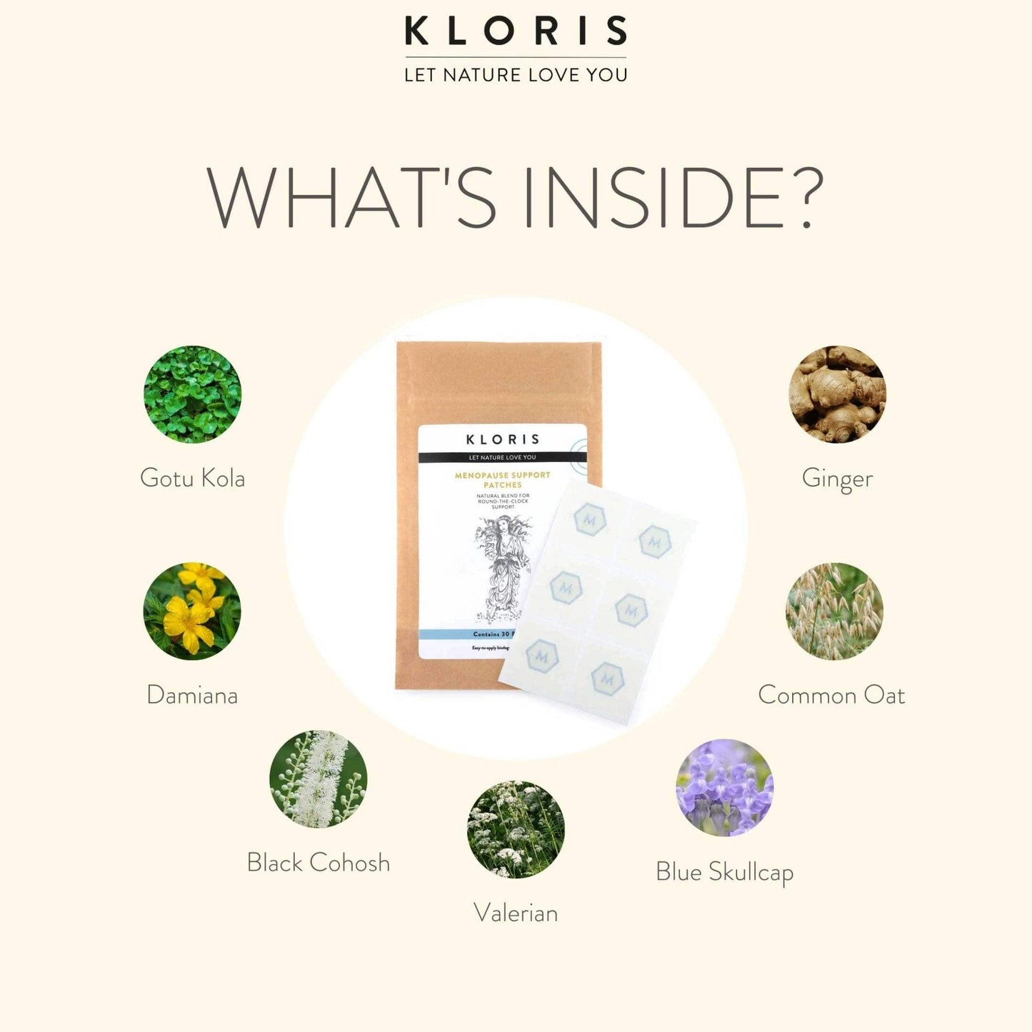 Kloris product with ingredients listed on a beige background