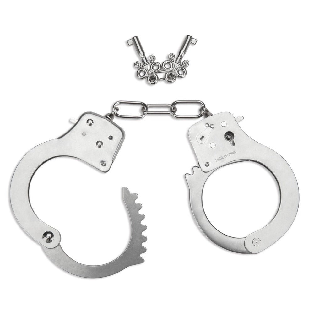Metal Bondage Handcuffs on white background. image 2