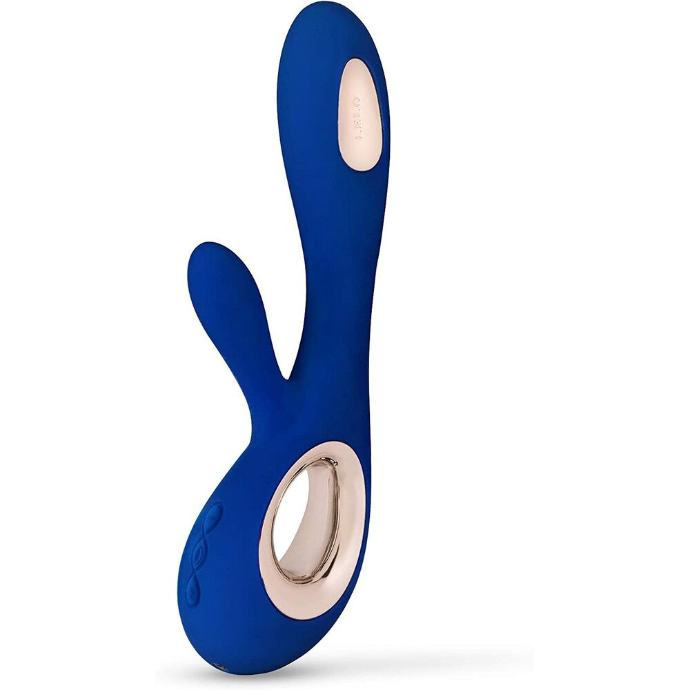Lelo Midnight Blue Wave Dual Rechargeable Vibrator on white background. image 1