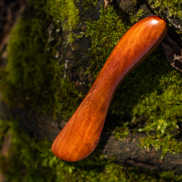 Wooden spoon on a mossy surface