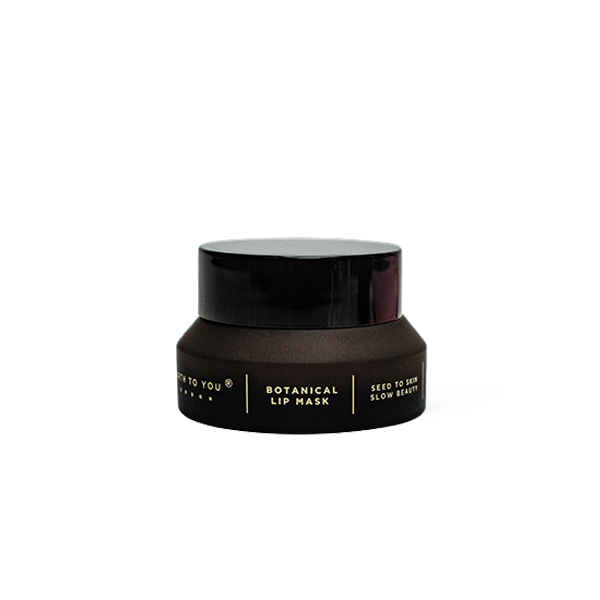 Black lip mask jar with brand name on a white background