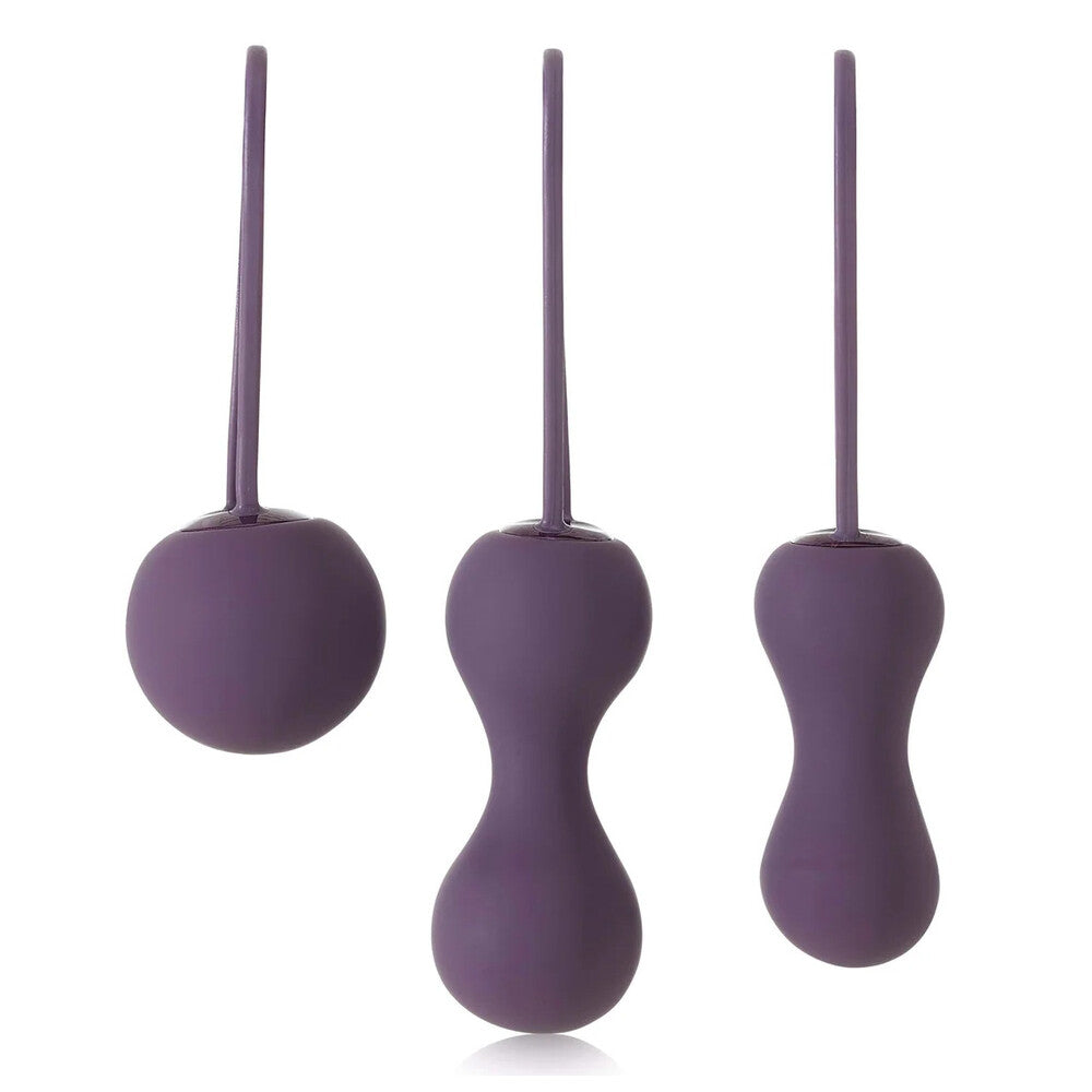 set of 3 Purple Kegal Balls on white background. image 1