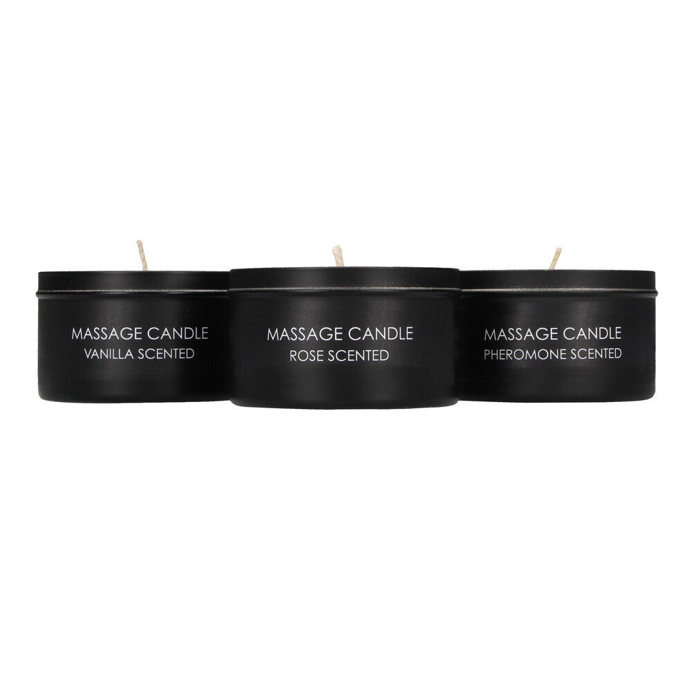 set of 3 candles on white background. image 1