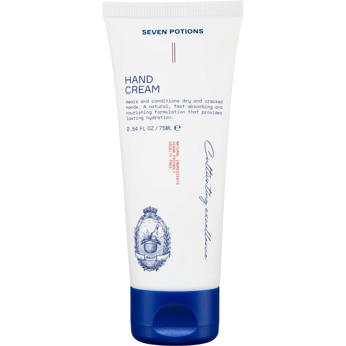 Tube of Seven Potions hand cream on a white background