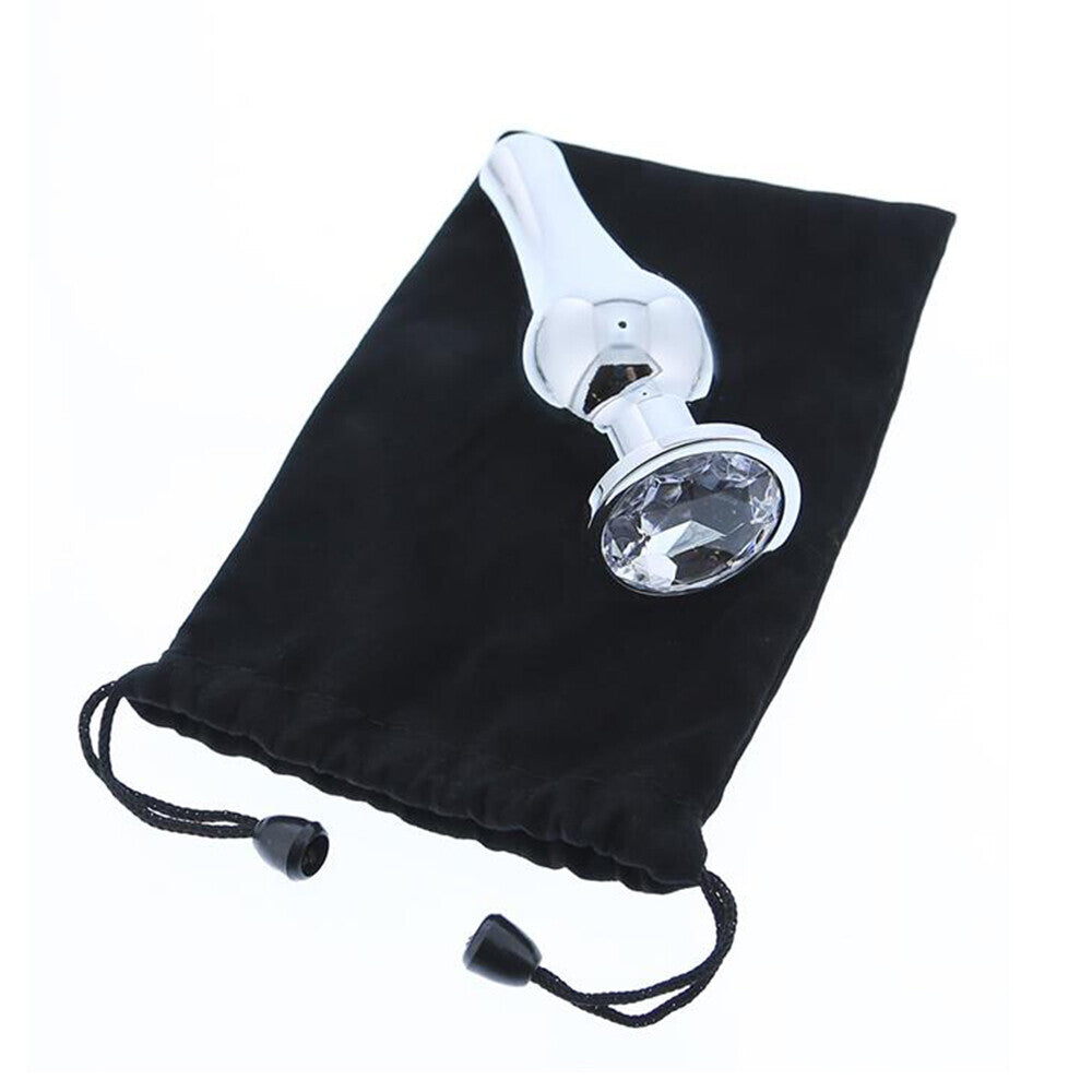 Silver Butt Plug with bag on white background. image 3