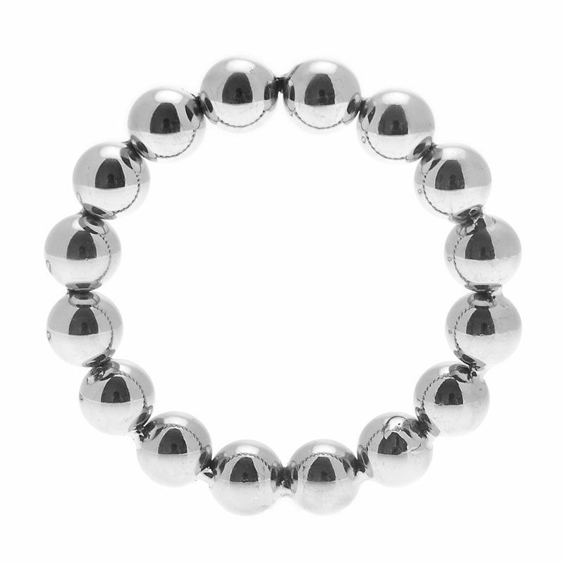 Stainless Steel Beaded Cock Ring S-M on white background. image 1