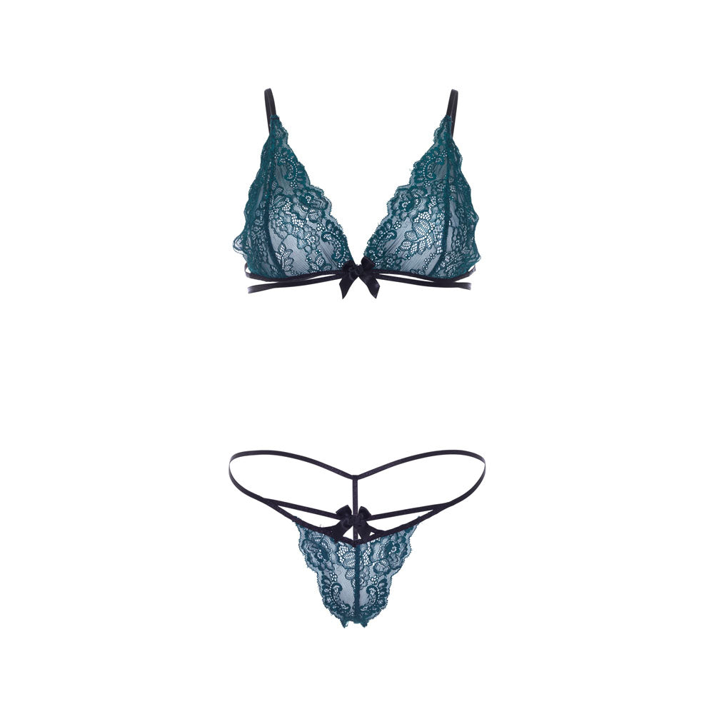 Teal Lace Bralette & G-String Set2