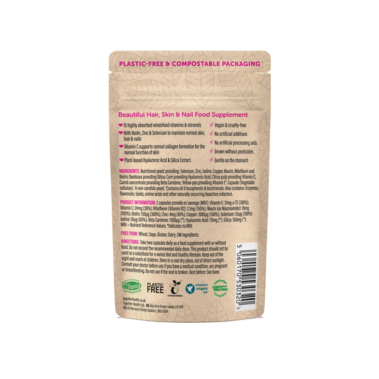 Back of Together Health packaging with list of ingredients for Beautiful