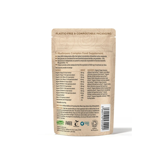 Back of Together Health packaging with list of ingredients for Mushroom 5
