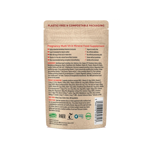 Back of Together Health packaging with list of ingredients for Pregnancy
