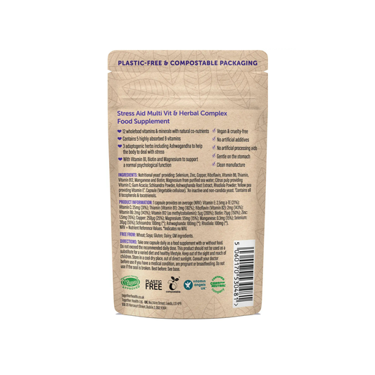 Back of Together Health packaging with list of ingredients for Stress aid