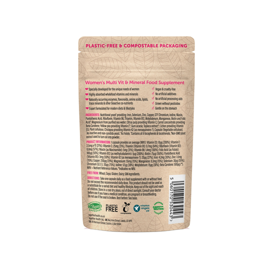 Back of Together Health packaging with list of ingredients for Womens