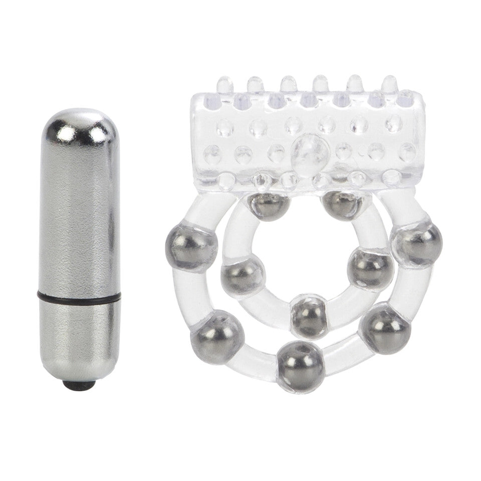 Waterproof Dual Enhancement Ring with Vibrations and Stroker Beads