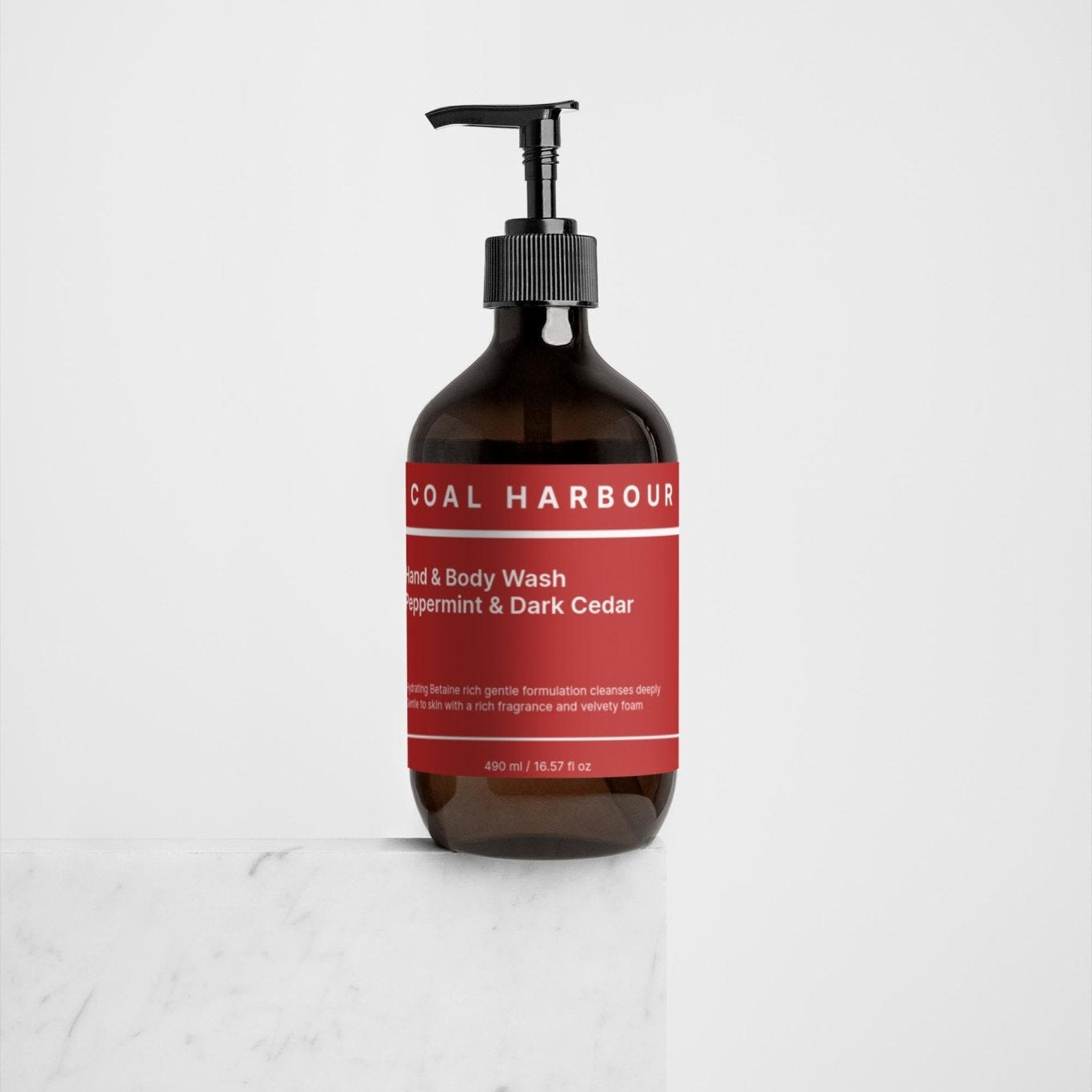 Bottle of Coal Harbour hand and body wash on a white background