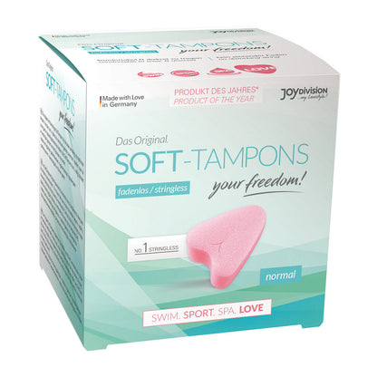 Stringless Original Soft Tampons Normal 3 Pieces on white background. image 1