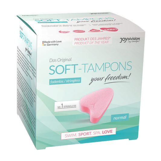 Stringless Original Soft Tampons Normal 3 Pieces on white background. image 1