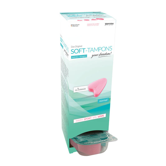 Stringless Original Soft Tampons Normal 12 Pieces on white background. image 1