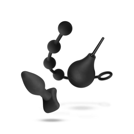 3 piece douche kit with plug, beads and douche on white background. image 2