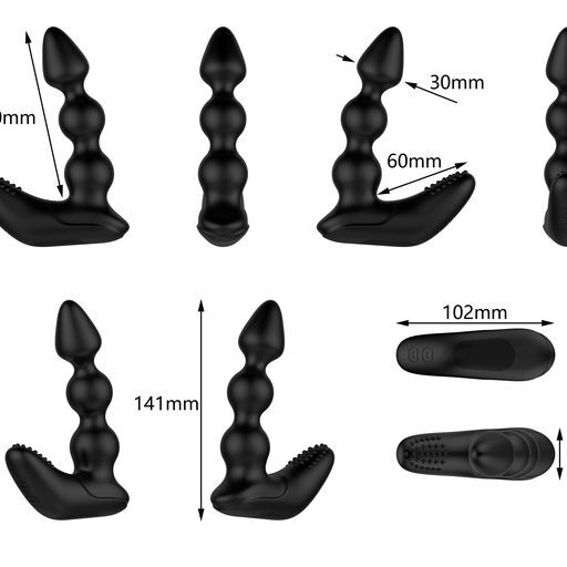 Bendz Remote Control Bendable Prostate Massager size guide on a white background. image 2