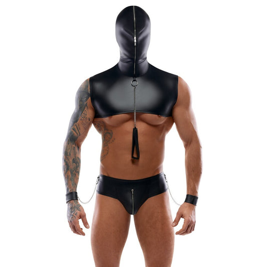 man wearing Black Bondage Set on white background. image 1