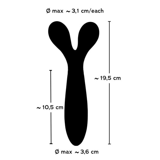 Black Couples Vibrator size on white background. image 2