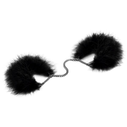 Black Feather Handcuffs on white background. image 2