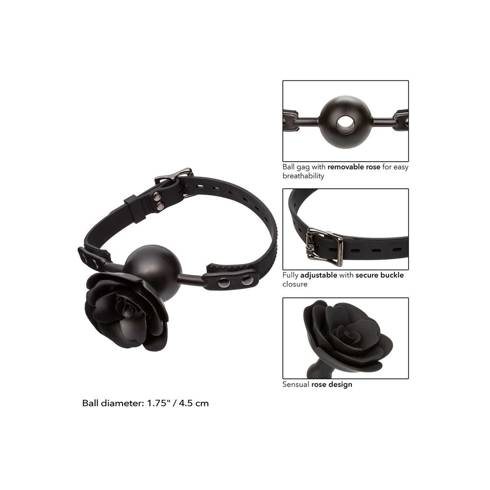 Black Forbidden Removable Rose Gag features on white background. image 3