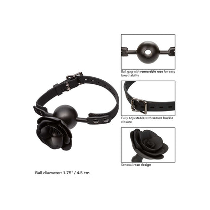 Black Forbidden Removable Rose Gag features on white background. image 3